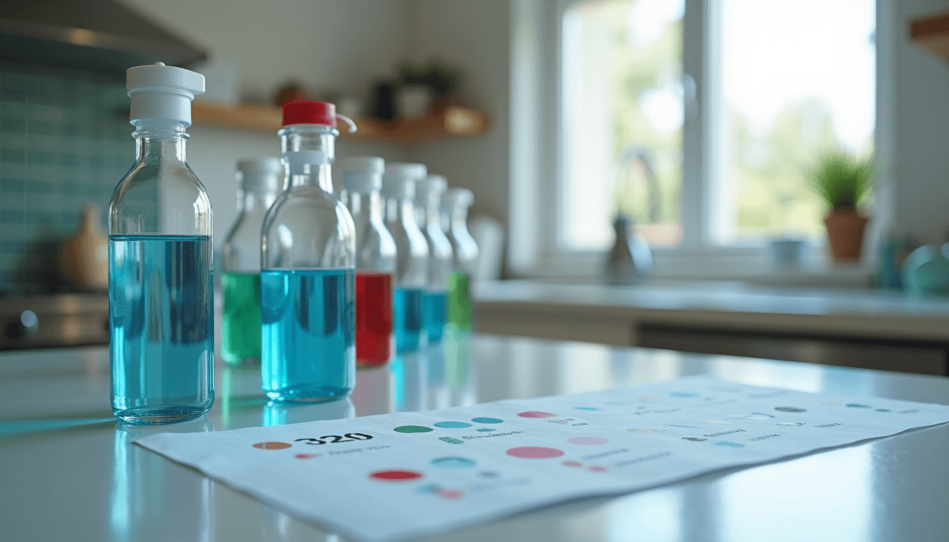 Close-up view of water testing equipment in a laboratory