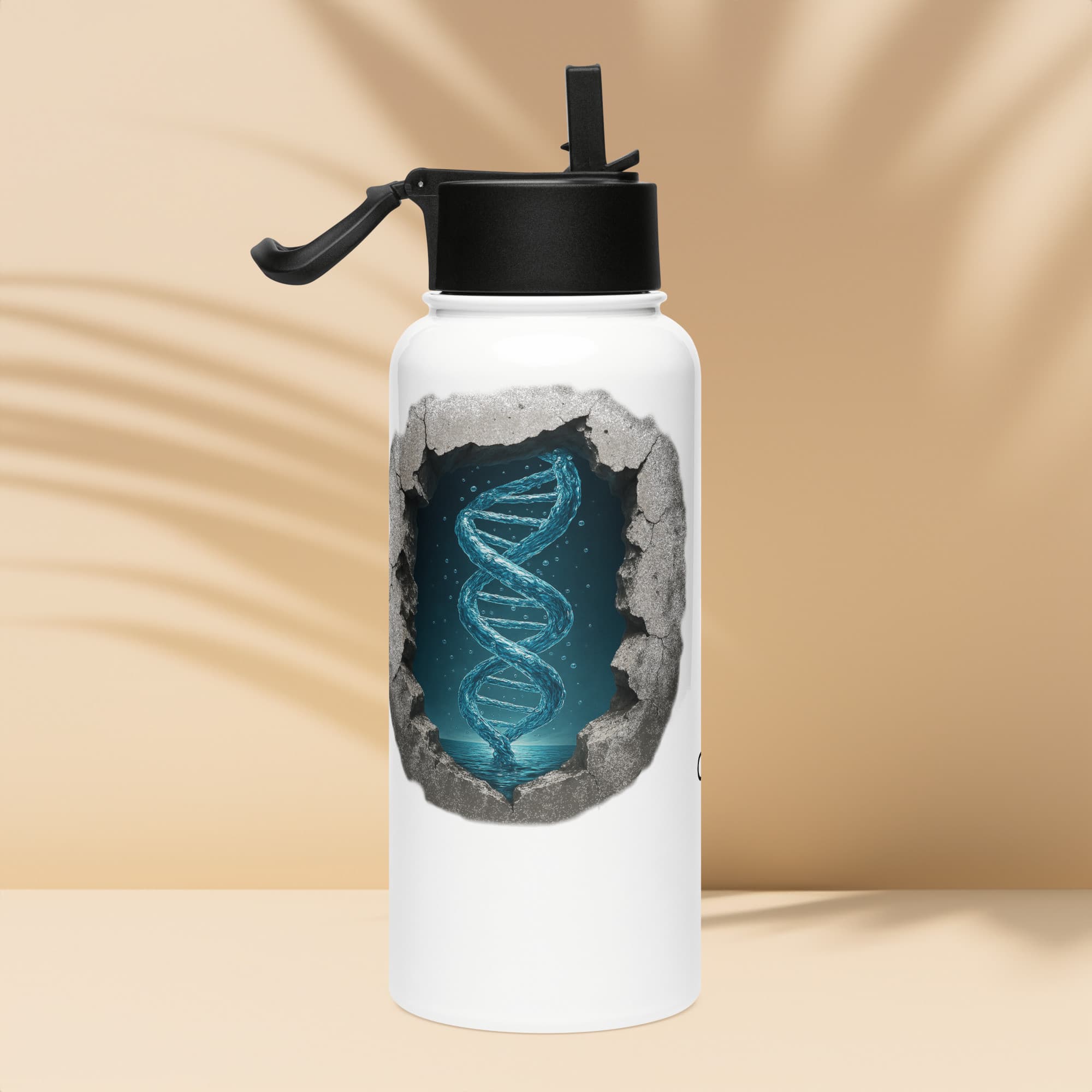 Stainless steel water bottle with a straw lid